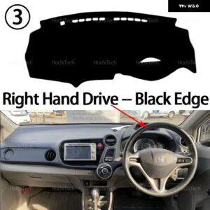 ホンダ インサイト II ZE2 ZE3 2009-2014 内装アクセサリー ダッシュボード カバー パッド 日焼け防止 パッド UVカットマット - Right Hand Black