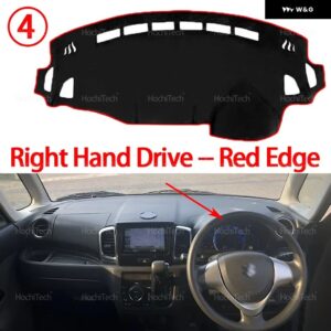 スズキ スペーシア MK1 MK32S MK42S 2013-2017 オート ダッシュボード カバー ダッシュマットボード パッド カーペットダッシュマット UVカットマット - Right Hand Red Edge