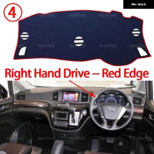 ダッシュボード カバー ボード 滑り止めマット パッド カーアクセサリー サンシェード カーペット ラグ 日産 エルグランド E52 2012年以降 - Right Hand Red Edge