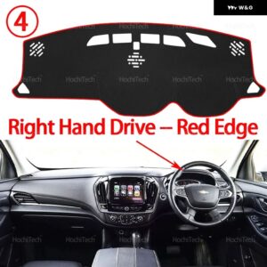 シボレー トラバース MK2 2018-2024 ダッシュボード カバー ボード 滑り止めマット パッド カーアクセサリー サンシェード カーペット ラグ - Right Hand Red Edge