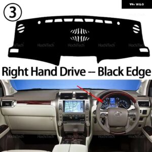 自動車 ダッシュボード カバー ダッシュマットボード パッド カーペットダッシュマット 紫外線カットマット レクサス GX460 GX400 2010-2021 車用サンシェー - Right Hand Black
