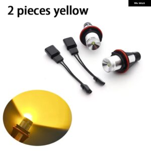カラフルで明20W LEDエンジェルアイ マーカーライト バルブ ランプ BMW E87 E39 M5 E60 E61 E63 E64 M6 E65 E66 E83 X3 E53 X5 2000-2008 - 2pcs Yellow Color