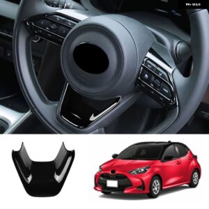 車 ステアリングホイール 装飾 フレーム カバー トリム トヨタ ヤリスヤリスクロス2020 2021 ステアリングホイール 装飾 フレーム - bright black (1)