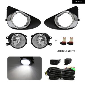 車用 フォグランプ アセンブリ トヨタ ヤリス ハッチバック DRL 2012 2013 2014 ホワイトイエロー デイタイム ランニングライト ワイヤー リレー 防水 - LED-White
