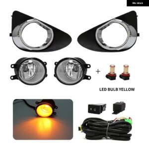 車用 フォグランプ アセンブリ トヨタ ヤリス ハッチバック DRL 2012 2013 2014 ホワイトイエロー デイタイム ランニングライト ワイヤー リレー 防水 - LED-Yellow