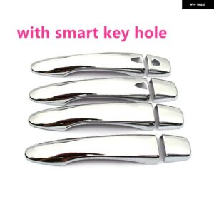 カーアクセサリー 8個 ABSクローム ドアハンドル カバー トリム 日産 キックス 2016 - 20 - With smart hole
