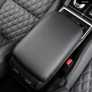 カーアクセサリー 三菱 アウトランダー 2022 2023 レザーセンター アームレスト パッド 肘 サポート カバー - black