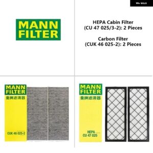 HEPAカーボンキャビン フィルター キット テスラ モデルY モデル3 EV MANNFILTER CUK25015/21-2 CUK46025/1-2 CU47025/3-2 ビルトインエア フィルター - HEPA Kit(4 pcs)