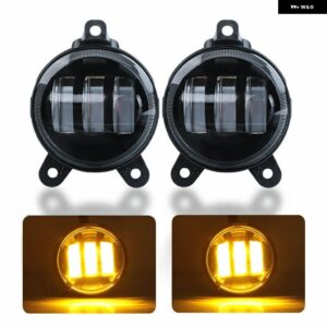 2個 3.5インチ LED ヘッドライト 30W 3000LM ラウンドLED フォグランプ ドライビングライト ウィンカーライト LADA PRIORA - Yellow Light