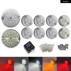 ランドローバー ディフェンダー 90/110 1983-2016 クリアレンズ LED リアテールランプ ブレーキフォグ リバースフロントサイド インジケーター - 10Pcs Clear Lens