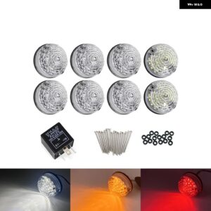 ランドローバー ディフェンダー 90/110 1983-2016 クリアレンズ LED リアテールランプ ブレーキフォグ リバースフロントサイド インジケーター - 8Pcs Clear Lens