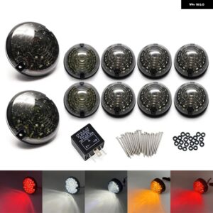 ランドローバー ディフェンダー 1983-2016 スモークレンズ アップグレード コンプリートキット LED リアテールランプ フォグランプ リバースフロントサイド - 10Pcs Smoked Lens