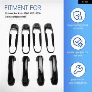 ドアハンドル カバー 外装 ドアハンドル トリム ダッジ ラム 1500 2017-2010 - Bright Black