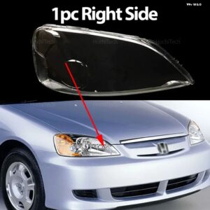 ホンダ シビック ES1 ES8 ES5 ES7 プレフェイスリフト 2001~2003 クリアガラスランプ ヘッドランプ カバー ヘッドライト カバー シェル ランプシェード - 1pc Right Side