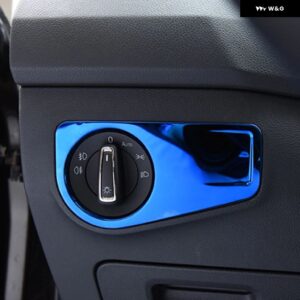 ヘッドライト コントロール 装飾 トリム カバー ABS インテリア フレーム モールディング プロテクター VOLKSWAGEN VW TIGUAN 2017 2018 GE - Single hole blue