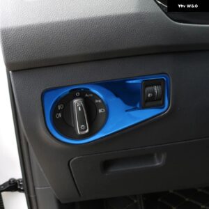 ヘッドライト コントロール 装飾 トリム カバー ABS インテリア フレーム モールディング プロテクター VOLKSWAGEN VW TIGUAN 2017 2018 GE - Double hole blue
