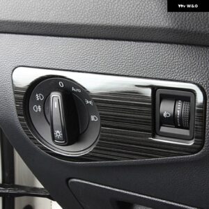 ヘッドライト コントロール 装飾 トリム カバー ABS インテリア フレーム モールディング プロテクター VOLKSWAGEN VW TIGUAN 2017 2018 GE - Double hole black