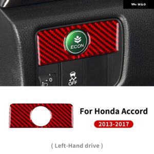 ホンダ アコード 2013-17 車用 ヘッドライト スイッチキー フレーム リアルソフトカーボン インテリア トリム アクセサリー - Red carbon