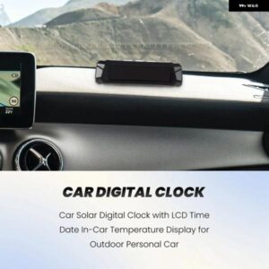 車用ソーラーデジタル時計 LCD 時刻日付 車内温度表示 屋外個人用車パーツ 装飾 B