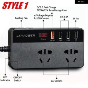 車用パワーインバーター 弦波 DC 12V 24V AC 220V USB カートランス 変換 充電コンバーター