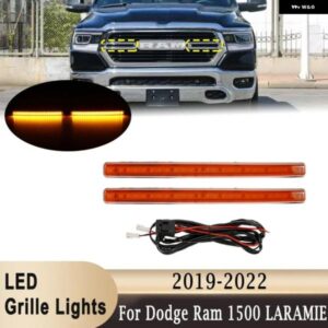LEDフロント グリル ライト ダッジ ラム 1500 ララミー ビッグホーン トレーズマン 2019-2022 アンバー ヘッドライト DRL カー カスタム ライト