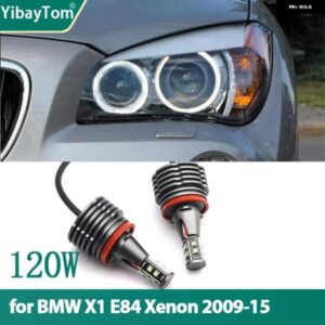 エンジェルアイズ リング バルブ ランプライト 6000K ホワイト BMW X1 E84 キセノン ヘッドライト 2009-2015 120W H8 LEDマーカー バルブ デイタイム ライト