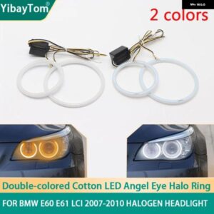 SMDコットンライトスイッチバックLEDエンジェルアイリングDRLキット BMW E60 E61 LCI 528I 530I 535I 550I 2007-2010ハロゲン ヘッドライト