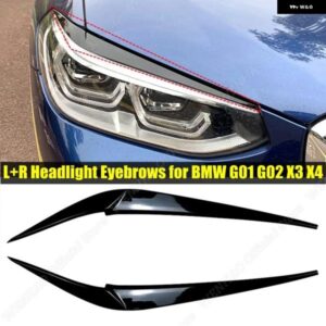 2個 グロスブラック ヘッドライト アイブロウ BMW X4 X3 G01 G02 2018 - 21 車用 ヘッドライト アイリッド ABS プラスチック アクセサリー