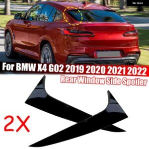 リアウィンドウサイドスポイラー ウィング 1ペア 光沢ブラック BMW X4 G02 2019 - 22 カーウィンドウミラー テール 外装 パーツ