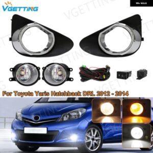 車用 フォグランプ アセンブリ トヨタ ヤリス ハッチバック DRL 2012 2013 2014 ホワイトイエロー デイタイム ランニングライト ワイヤー リレー 防水