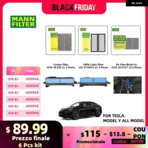 HEPAカーボンキャビン フィルター キット テスラ モデルY モデル3 EV MANNFILTER CUK25015/21-2 CUK46025/1-2 CU47025/3-2 ビルトインエア フィルター