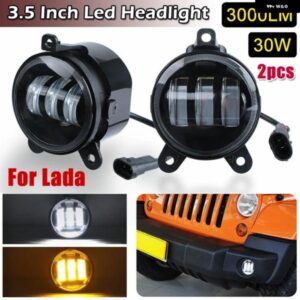 2個 3.5インチ LED ヘッドライト 30W 3000LM ラウンドLED フォグランプ ドライビングライト ウィンカーライト LADA PRIORA