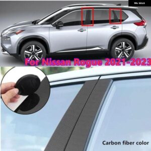 6PCS カーボン ドアウィンドウ トリム カバー ピラー ポスト 日産 ローグ 2021-2023