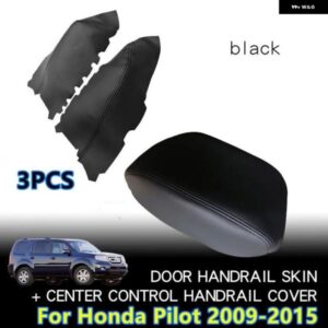 3個 ブラック コンソール リッド フロントドア アームレスト パネル カバー ホンダ パイロット 2009-2015