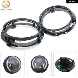 2個 7インチ LED ヘッドライト ラウンドリング マウント ブラケット ヘッドライト マウント ランプ ホルダー ブラック ジープ ラングラー JK TJ 07-17