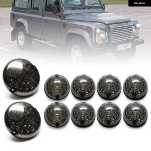 ランドローバー ディフェンダー 1983-2016 スモークレンズ アップグレード コンプリートキット LED リアテールランプ フォグランプ リバースフロントサイド