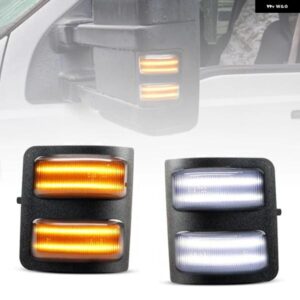 フォード F250 F350 F450 F550 スーパーデューティ 2008-2016 スモークレンズ LED サイドミラー ランプ ダイナミックウィンカー ホワイト パーキング ライト