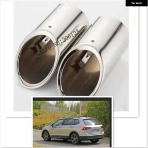 2X限定カー スタイリング S'STEELエキゾーストマフラーチップテール パイプ トリム オートアクセサリーVW TIGUAN 2 2017 2018 2019