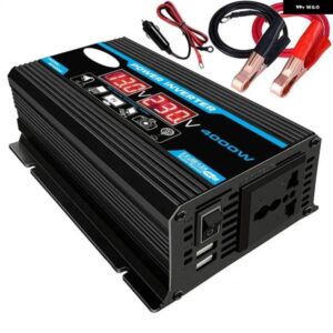4000W パワーインバーター DC 12V AC 220V 車用正弦波コンバーター デュアルUSB急速充電 デュアルUSBポート 内蔵ヒューズ 安全充電