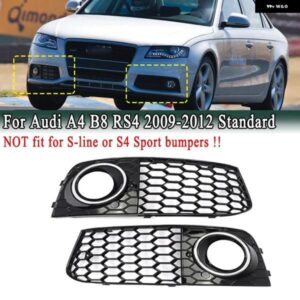 フロント バンパー グリル フォグライト カバー ベゼル ハニカムメッシュクロームリング8KD807682 8KD807681 アウディ A4 B8 RS4 スタイル 2009-2012