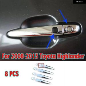 8個 車ドアサイドハンドルクロームカバー トリム トヨタ ハイランダー 2008 2009-2013