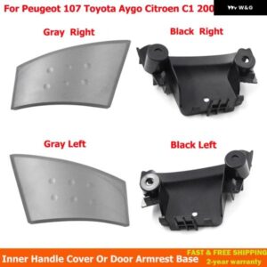 プジョー 107 トヨタ アイゴ シトロエン C1 2005-2009 車用 グレー インナーハンドルカバー ドアバックル ハンドカバー ドア アームレスト ベース ブラック