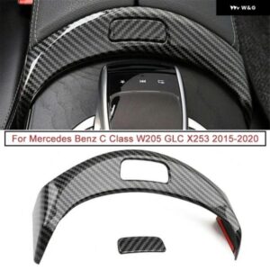 車用 アームレスト ボックス ボタン フレーム ステッカー カーボン柄 メルセデスベンツ C クラス W205 GLC X253 2015-2020