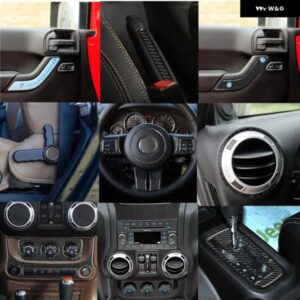 車内アクセサリー ジープ ラングラー JK 2011 2012 2016 2014 - 16 ブラック カーボン 装飾 ステッカー