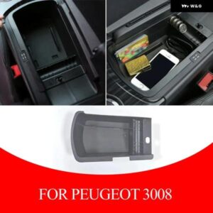 車用 セントラ ルストレージ アームレスト 収納 ボックス グローブトレイ ホルダー ケースパレットコンテナ プジョー 3008 2012-2015アクセサリー