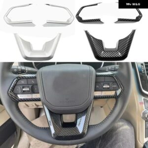 車用 ステアリングホイール カバー トリム ステッカー トヨタ ランドクルーザー 300 LC300 2021 - 23 シルバー/カーボンアクセサリー