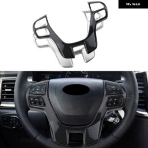 車 ステアリングホイール スパンコール インテリア カーボン車ABSクローム ステアリングホイール 装飾 フォード レンジャー2015 2016アクセサリー