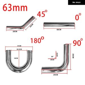 レーシングターボハイフロー アルミチューブ インタークーラーコールドインテーク パイプ 汎用 2.5インチ 63MM 0/45/90/180度