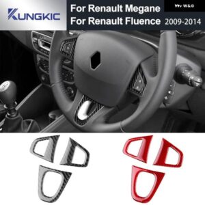 ルノー フルエンス メガーヌ RS 2009 - 14 LHD RHD 車用 ステアリングホイール ボタン リアルソフトカーボン ステッカー