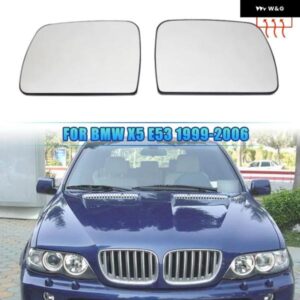 左右ヒーター付きリアミラー ガラス BMW X5 E53 99-06 ホワイト クリア 1999-2006